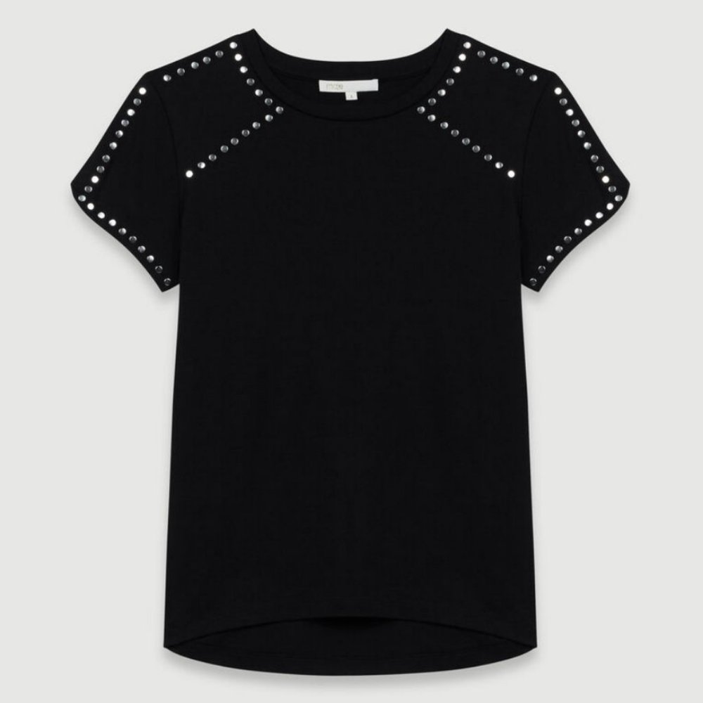 Maje Rock 'n' roll black t-shirt with studs